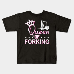 Queen Of The Forklift Funny Forklift Driver Woman Kids T-Shirt